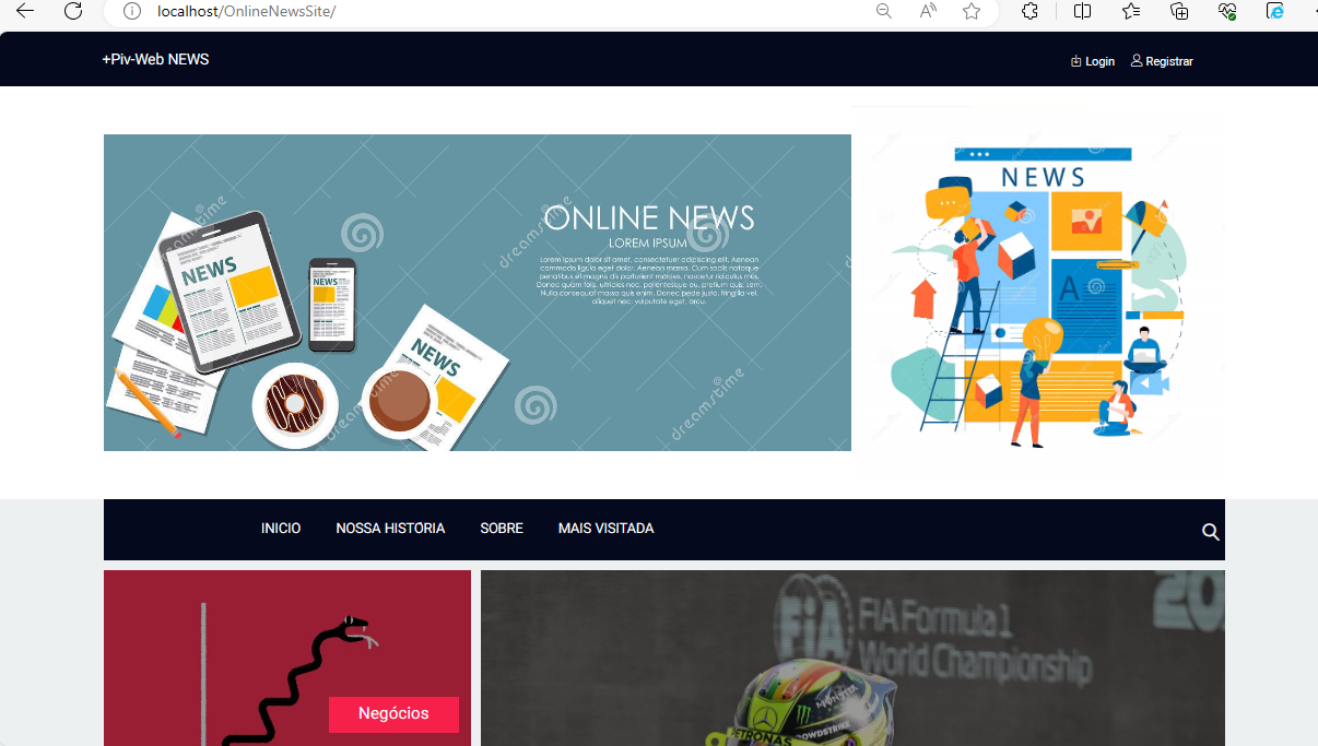 Site de Noticias - em Php Mysql 8+ Banner e muito mais